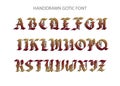 Blackletter gothic script hand-drawn font. Royalty Free Stock Photo