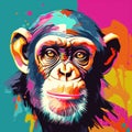 Blacklight painting-style Chimpanzee, Chimpanzee pop art illustration