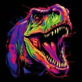Blacklight painting-style Tyrannosaurus, Tyrannosaurus pop art illustration
