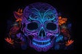 blacklight and uv-reactive piece of art on black background