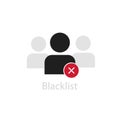 Blacklisted character. Abstract black human figure with red symbol not found blocked access to subscriber forbidden. Royalty Free Stock Photo