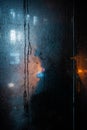 Blackout in Kyiv. Glass showcases with raindrops and sleet Royalty Free Stock Photo