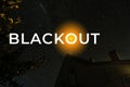 Blackout, power grid overloaded. Blackout concept. Earth hour. Burning flame candle and power lines on background Royalty Free Stock Photo