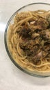 Blackpepper chicken spaghetti Royalty Free Stock Photo
