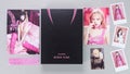 BlackPink BORN PINK 2nd Album Box set with posters cards selfie on grey. Pink CD version. South Korean girl group BlackPink.