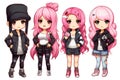 BLACKPINK kawaii chibi doll stickers in different poses and moods isolated PNG