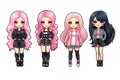 BLACKPINK kawaii chibi doll stickers in different poses and moods isolated PNG