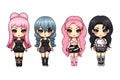 BLACKPINK kawaii chibi doll stickers in different poses and moods isolated PNG