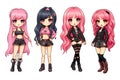 BLACKPINK kawaii chibi doll stickers in different poses and moods isolated PNG