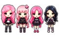 BLACKPINK kawaii chibi doll stickers in different poses and moods isolated PNG