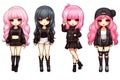 BLACKPINK kawaii chibi doll stickers in different poses and moods isolated PNG