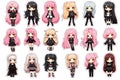 BLACKPINK kawaii chibi doll stickers in different poses and moods isolated PNG