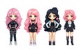 BLACKPINK kawaii chibi doll stickers in different poses and moods isolated PNG