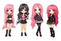 BLACKPINK kawaii chibi doll stickers in different poses and moods isolated PNG