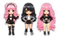 BLACKPINK kawaii chibi doll stickers in different poses and moods isolated PNG