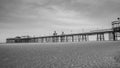 Blackpool beach pier black and white Royalty Free Stock Photo