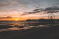 Blackpool Central Pier and Ferris Wheel, Lancashire, UK. Beautiful sunset, soft colours. Perfect evening Royalty Free Stock Photo