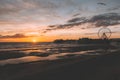 Blackpool Central Pier and Ferris Wheel, Lancashire, UK. Beautiful sunset, soft colours. Perfect evening Royalty Free Stock Photo