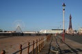 Blackpool Central Pier, Ferris Wheel, Promenade and Tower. Royalty Free Stock Photo