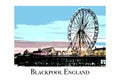 Blackpool England. Travel illustration.