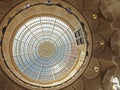 The glass dome inside the entrance of the historic winter gardens building in Blackpool