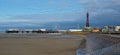 Blackpool Tower, Central Pier & stepped Sea defenses Royalty Free Stock Photo