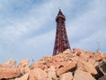 Blackpool tower england in an urban post apocalyptic scene