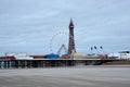 Blackpool Tower, Central Pier & stepped Sea defenses Royalty Free Stock Photo