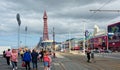 Blackpool Tower, tramlines & promenade. UK