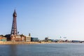 Blackpool tower on a warm sunny day during Covid restrictions