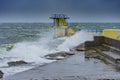 Blackrock diving board at Salthill, Co. Galway during a storm