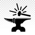 Blacksmith anvil with hammering flat icon for apps or website
