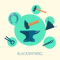 Blacksmith basic symbols emblems poster Royalty Free Stock Photo