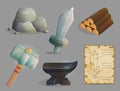 Blacksmith crafting tools and items