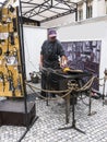 Blacksmith displays his skills in Prague the Capital city of the Czech Republic