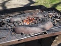 Blacksmith fire with resilient carbons Royalty Free Stock Photo