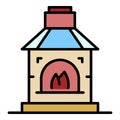 Blacksmith fireplace icon color outline vector