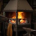 Blacksmith Forge with Fire Anvil and Bellows Royalty Free Stock Photo