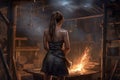 Blacksmith forge woman job. Generate Ai