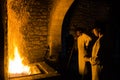 .Blacksmith forging in the traditional way, as in the past