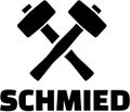 Blacksmith german word with crossed hammer