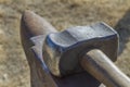 Blacksmith hammer and anvil closeup Royalty Free Stock Photo