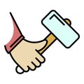 Blacksmith hammer icon color outline vector Royalty Free Stock Photo
