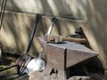 Blacksmith hammer resting on the anvil