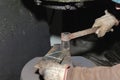 Blacksmith hammering hot iron Royalty Free Stock Photo