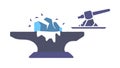 Blacksmith hammering ice on anvil, a unique take on material transformation, vector design Generative AI Royalty Free Stock Photo