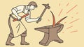 Blacksmith Hammering Metal, Traditional Forge Work, vector design Generative AI Royalty Free Stock Photo
