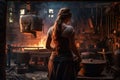 Blacksmith home woman forge. Generate Ai