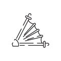 Blacksmith line icon. Crafting anvil with hammer line art vector icon for games and websites