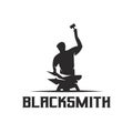 Blacksmith logo vector silhouette,black background